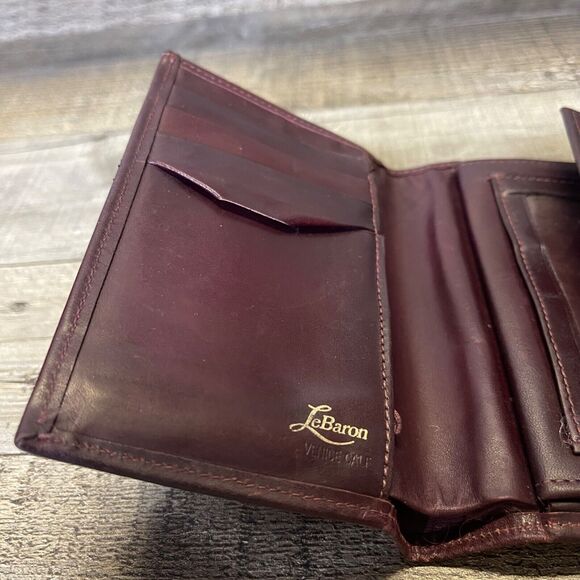 LeBaron Leather Bifold Wallet Venice Calf ID Maroon - Picture 8 of 11
